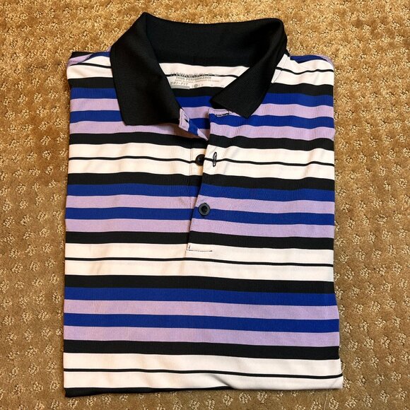 Nike Golf Dri-Fit Polo Shirt Mens Size M Short Sleeve Logo Purple Black White - Picture 9 of 9